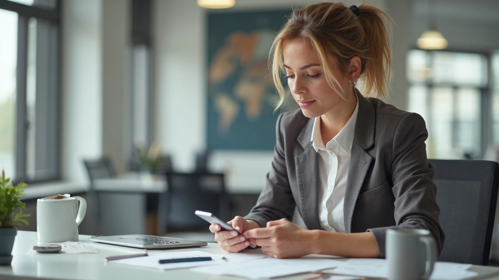 Аналитик проверяет квитанции расходов и вводит данные в приложение